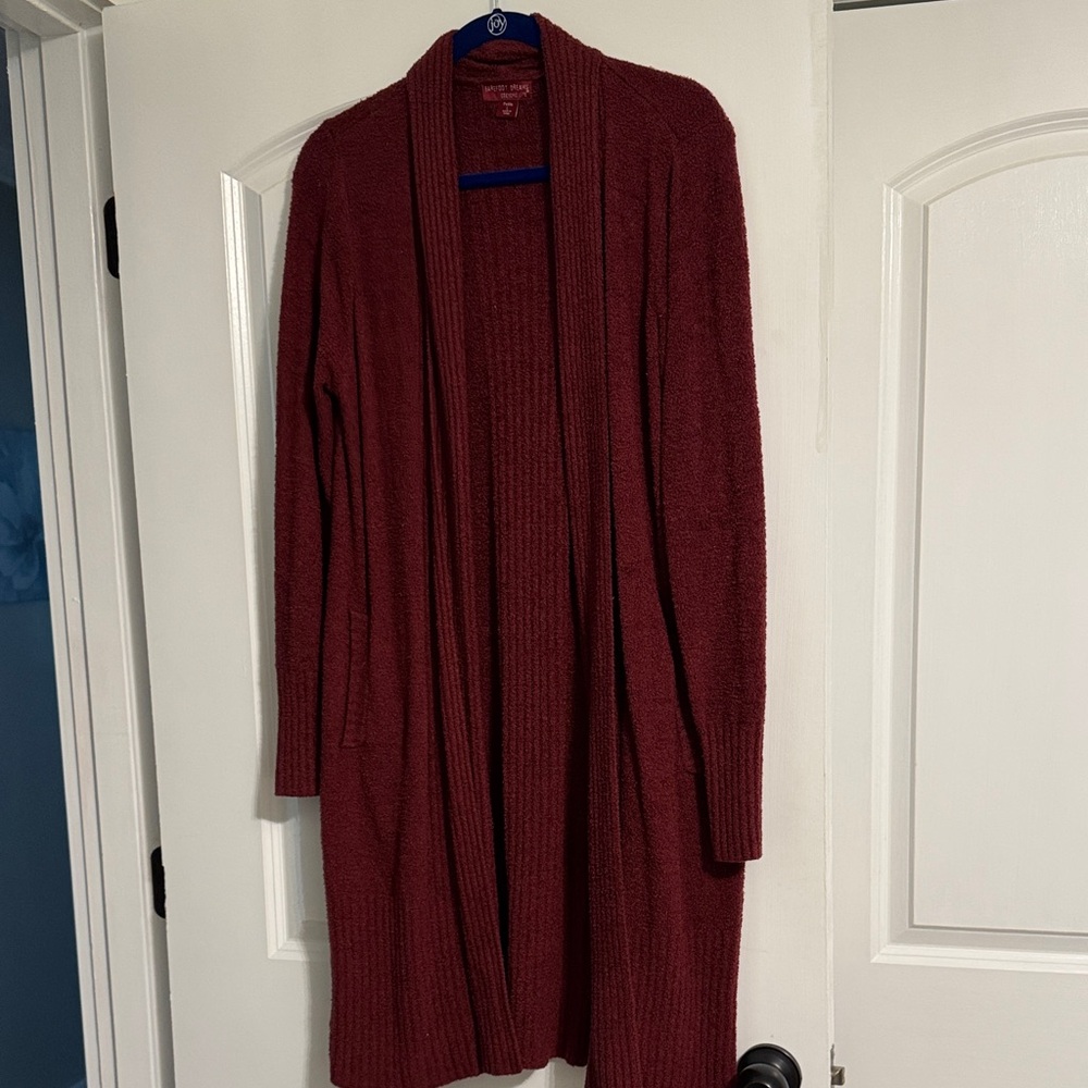 Barefoot Dreams Deep Red Open Front Cardigan